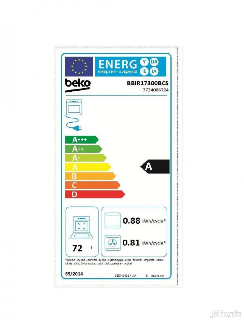 Eladó Új Beko Bbir 17300 BCS, A energiaosztály,12 sütési programmal, 3 -  Szigetszentmiklós, Pest