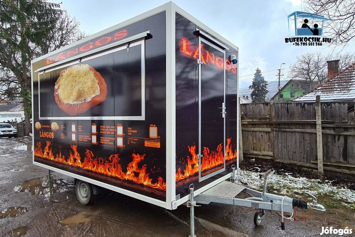 Eladó Új Food Truck Büfékocsi ,4m, Lángosnak!