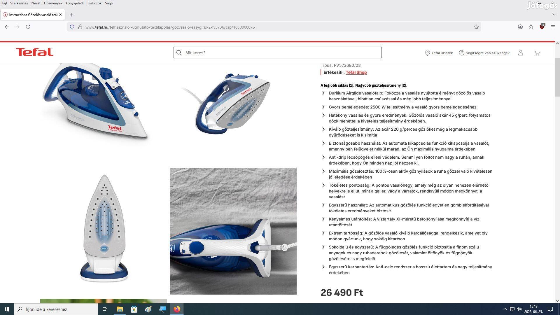 Eladó Új Tefal Gözölős 2500 W Vasaló !