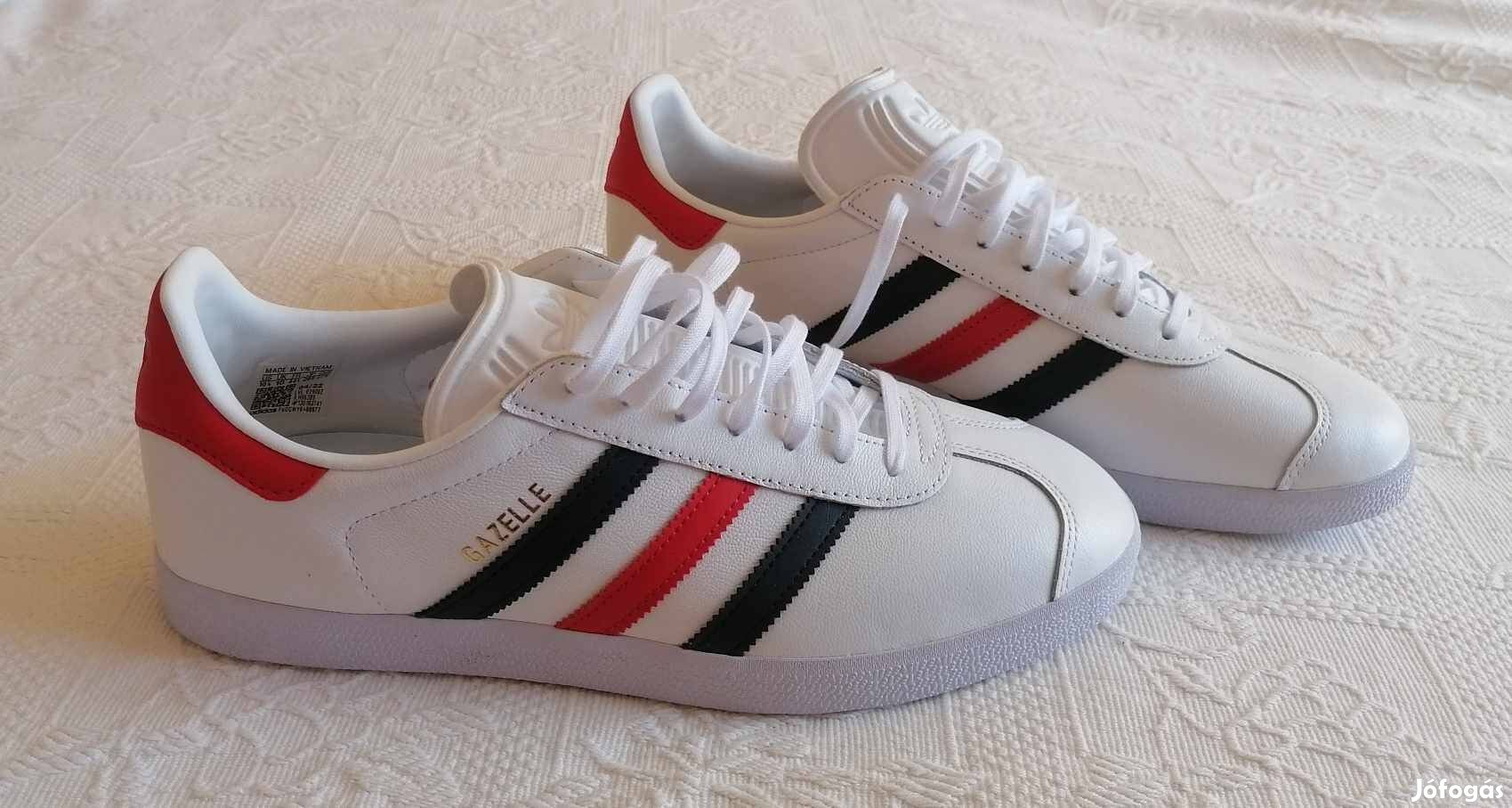 Eladó Új "Adidas" Gazelle Fehér Bőr Sport Cipő / Sneakers (44.5 méret)