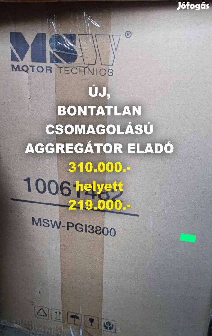 Eladó Új, Bontatlan MSW Motor Technics MSW-PGI3800 - Aggregátor