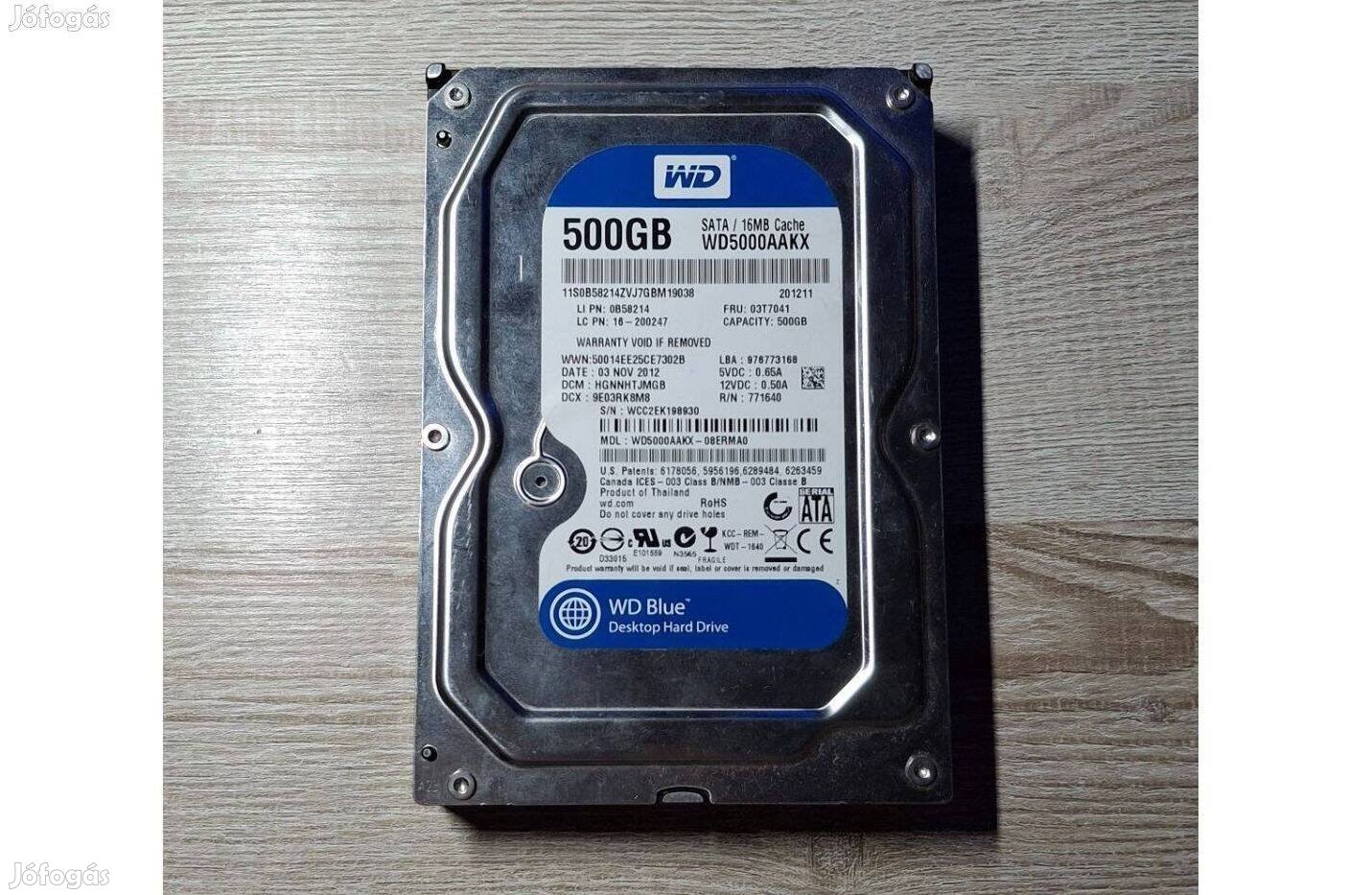 Eladó Western Digital Blue 3.5 500 GB 16 MB Cache 7200rpm