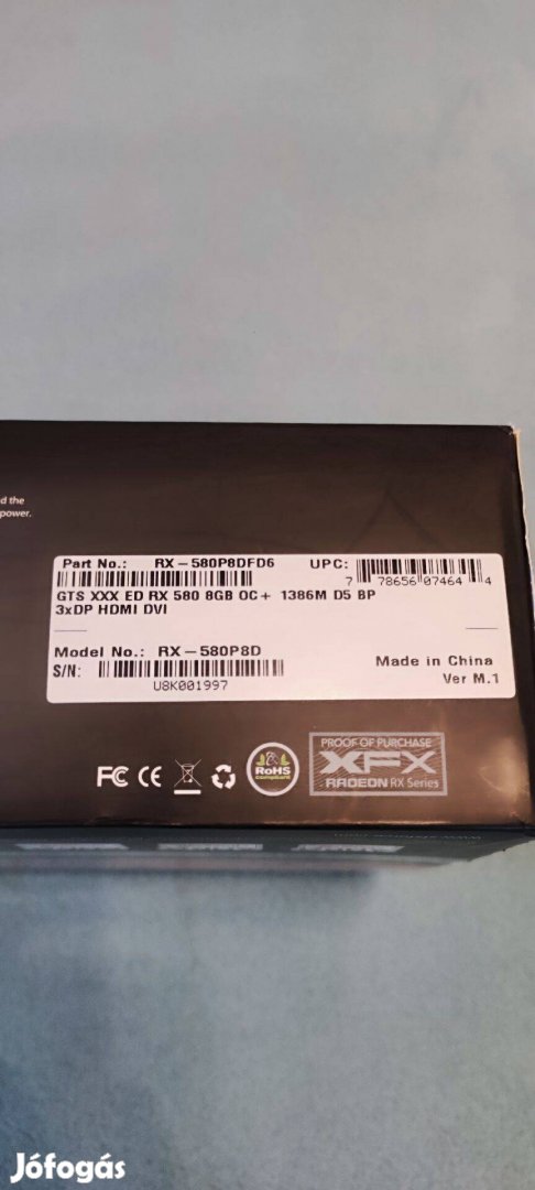 Eladó Xfx RX580 8GB videókártya