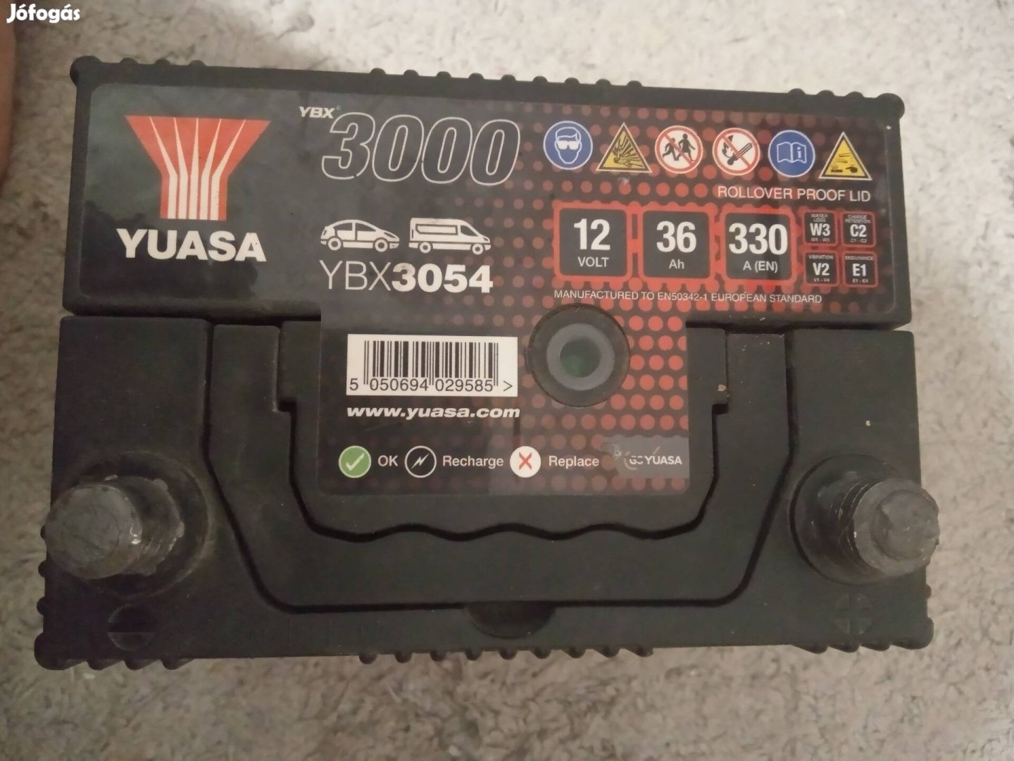 Eladó Yuasa 36Ah 330A 12V akkumulátor 