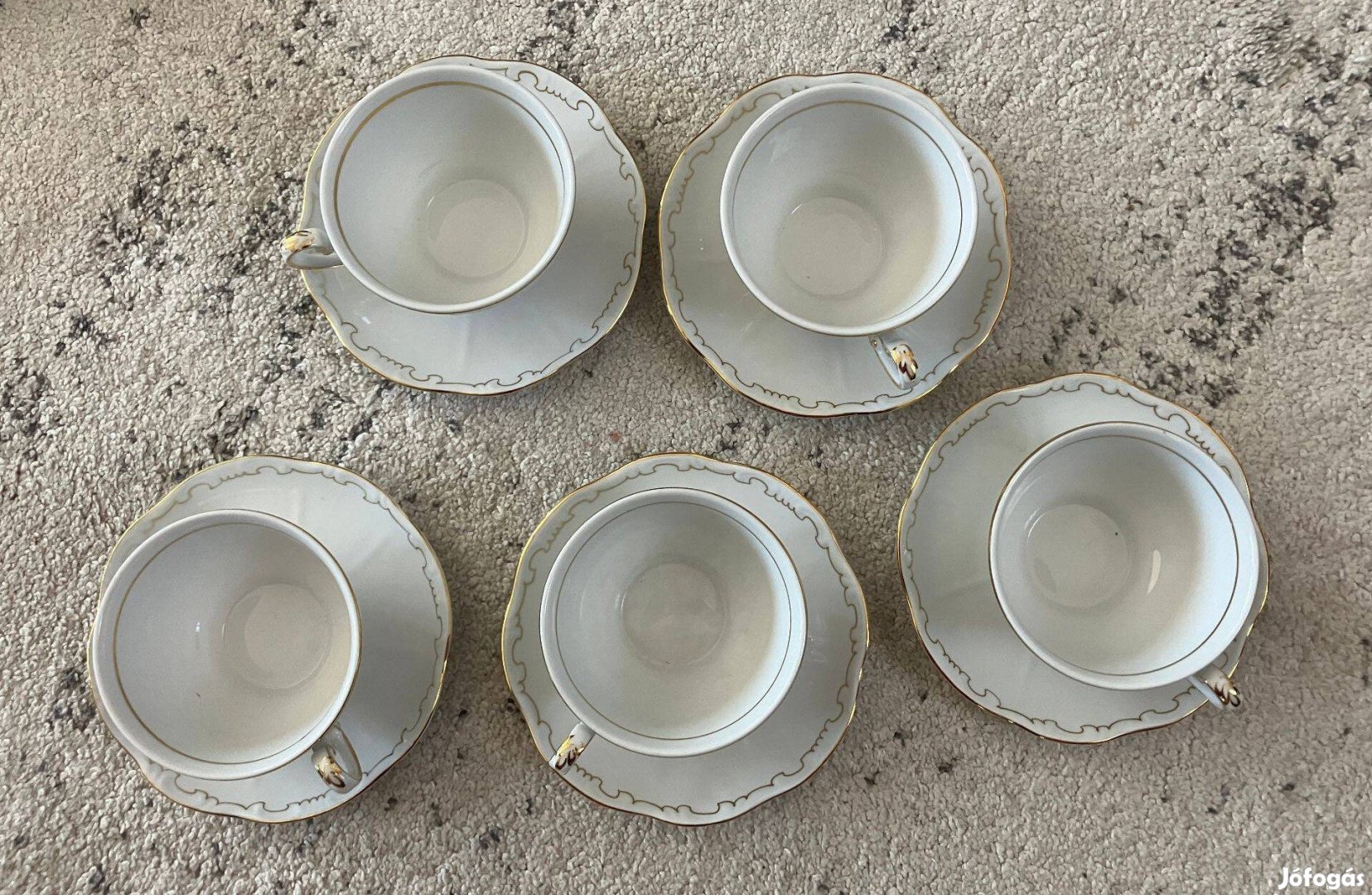 Eladó Zsolnay Tollazott arany porcelán teáscsésze + csészealj, 5 darab