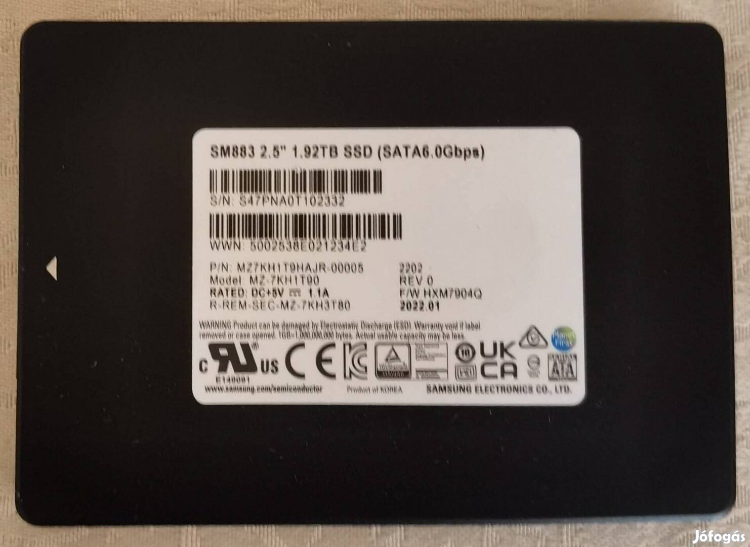 Eladó alig használt 2 TB-os SSD kartya