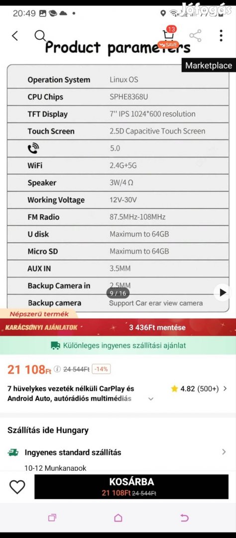 Eladó autóba multimédia lejátszó 