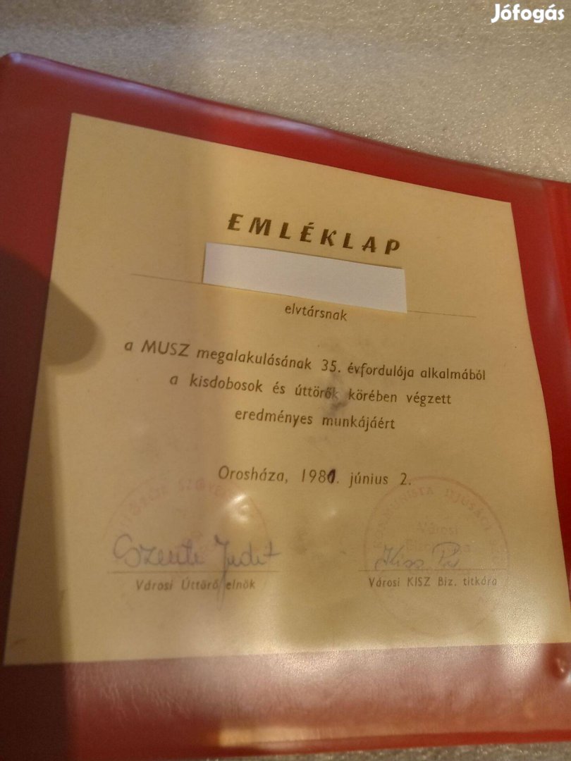 Eladó az úttörő mozgaloert acél plaket