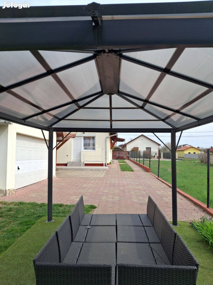 Eladó bontatlan 3x4 m alumínium szürke kerti pavilon