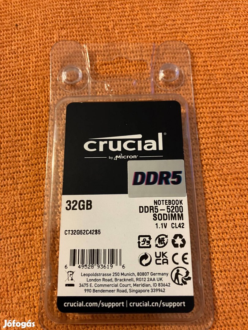 Eladó bontatlan Crucial DDR5 notebook RAM 32GB 2 db