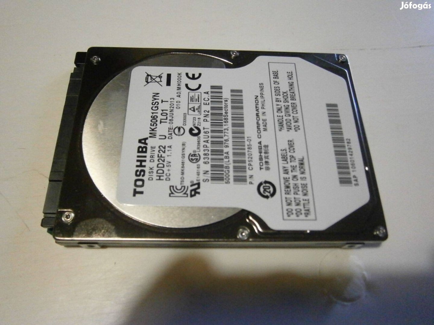 Eladó egy 2,5-os 500 GB-os Toshiba merevlemez