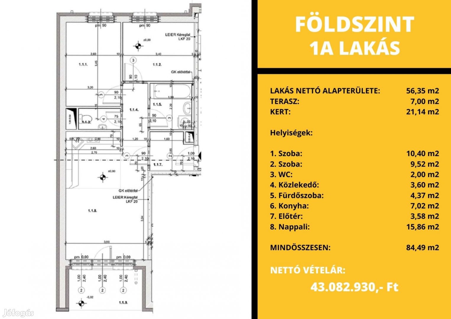 Eladó egy 56 nm-es, erkélyes téglalakás Kapuvár településen