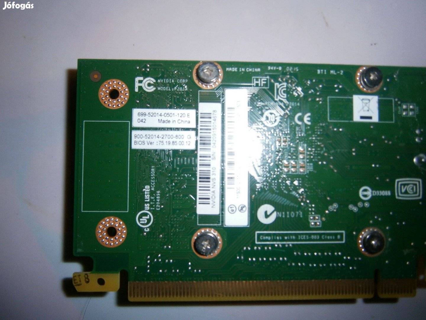 Eladó egy Nvidia Quadro NVS 310 512MB-os VGA kártya