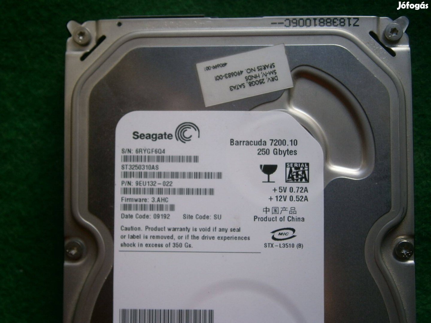 Eladó egy Seagate 250 GB-os SATA merevlemez