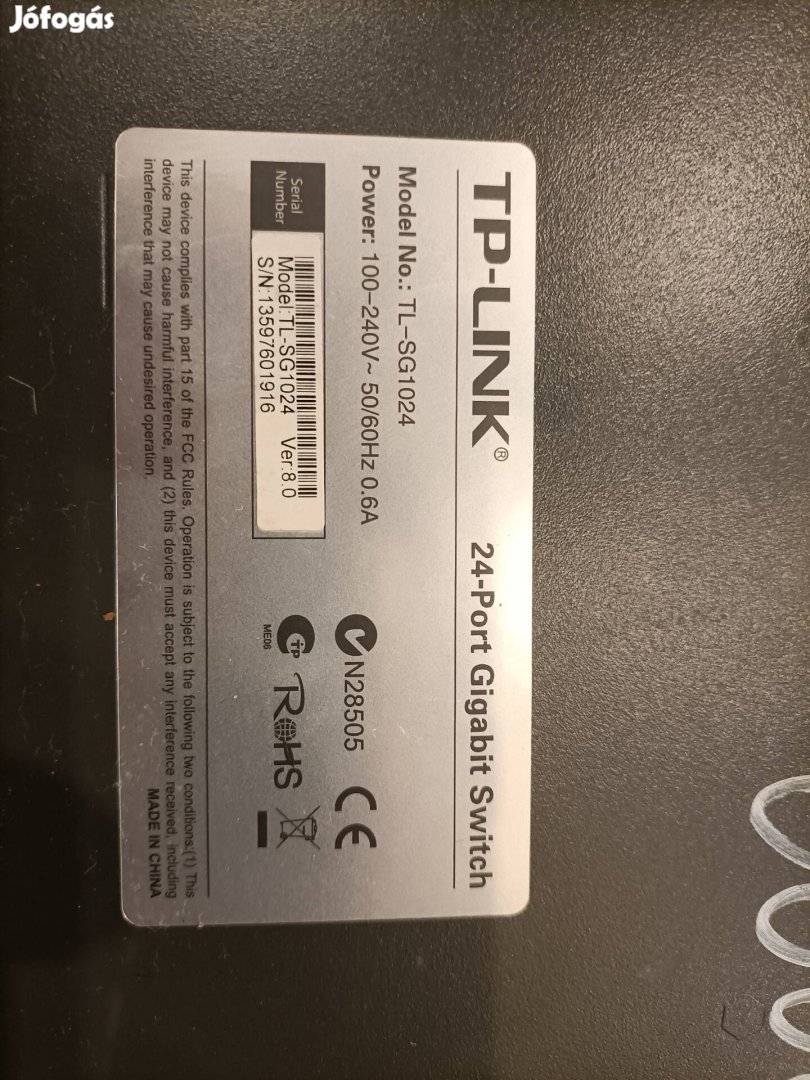 Eladó egy Tp-link TL-SG1024, 24portos Gigabit Switc