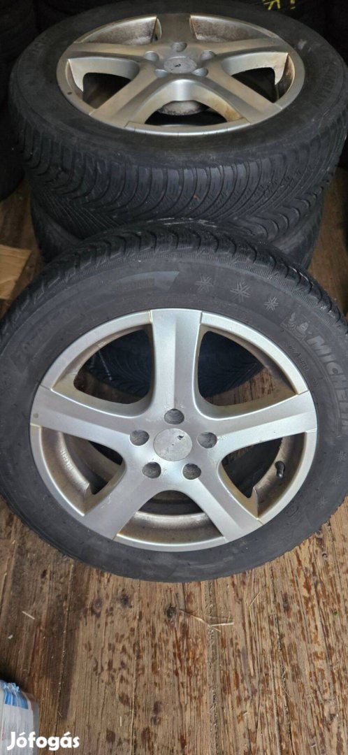 Eladó egy garnitúra 5x108 R16 Alufelik. 205/55 R16 Michelin téligum