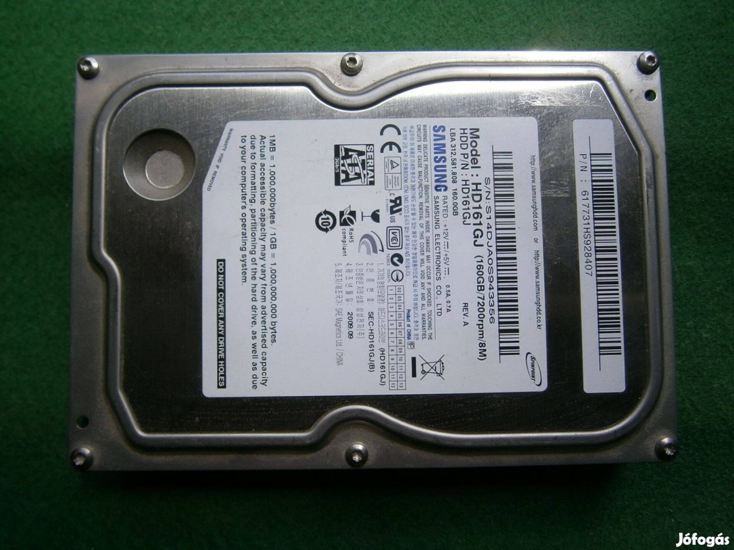 Eladó egy használt 3,5"-os Samsung 160GB-os SATA II. merevlemez