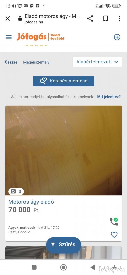 Eladó elektromos ágy