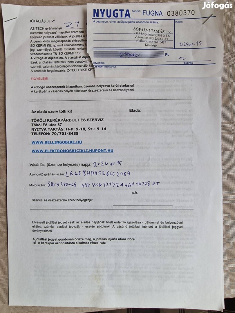 Eladó elektromos kerékpár elhalálozás miatt