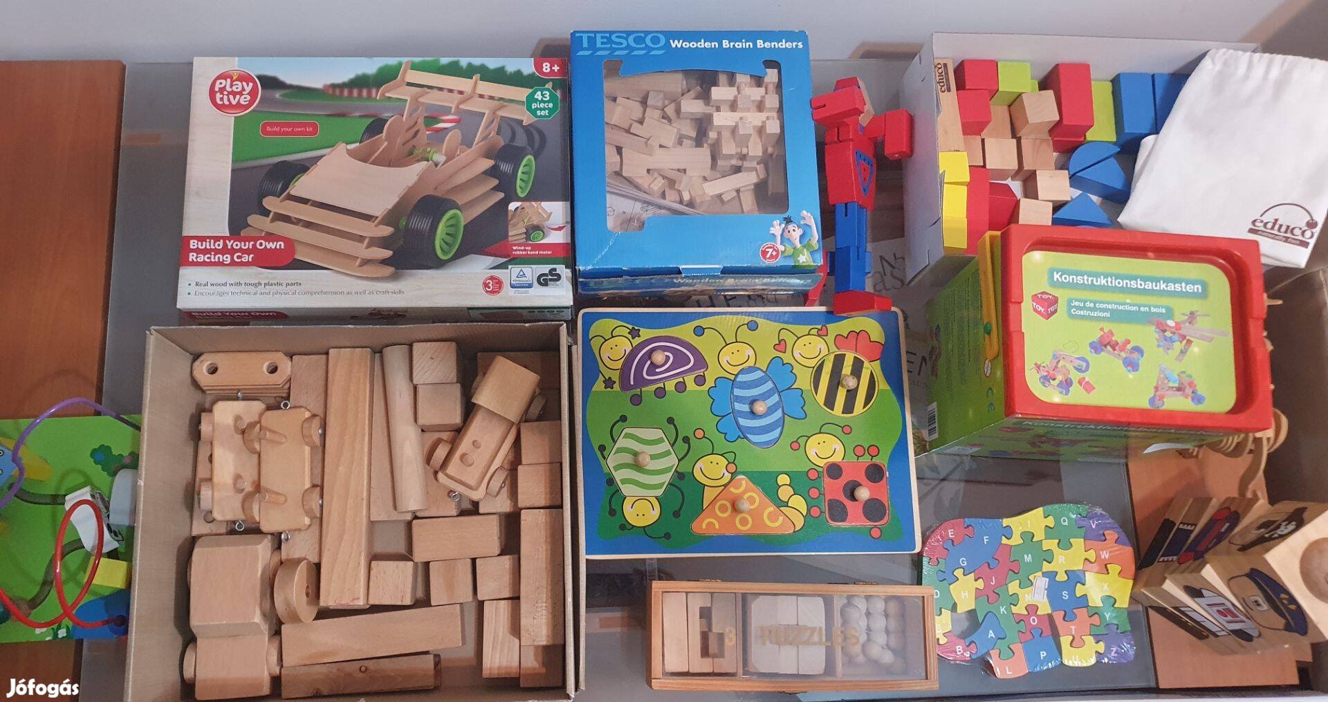 Eladó fajátékok : fa vonat, fa puzzle, fa babajáték, fa építő