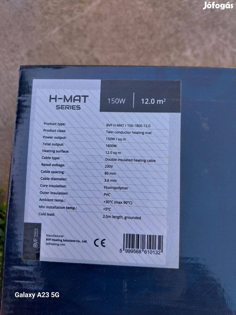 Eladó fűtőszőnyeg H-Mat 150W