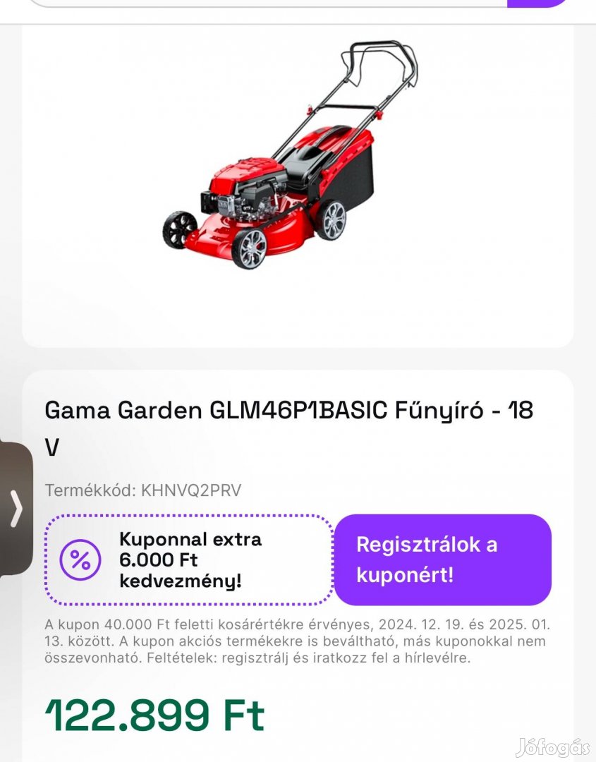 Eladó gamma garden önjárós fűnyíró