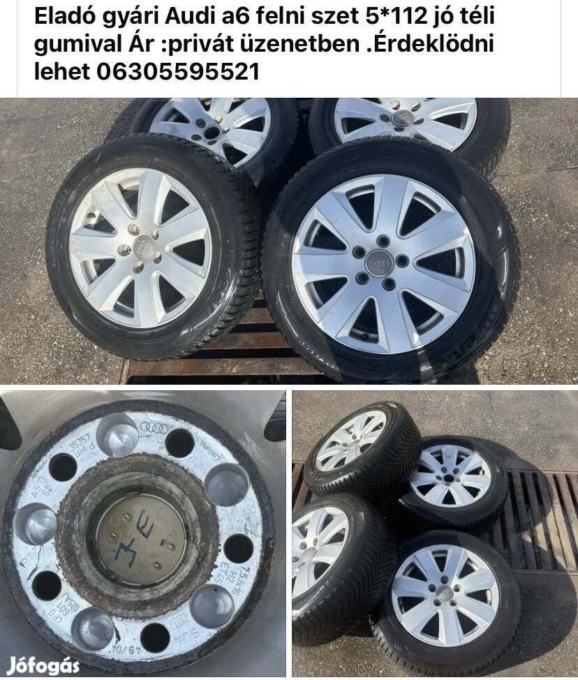 Eladó gyári Audi a6 felni szet 5*112 jó téli gumival 