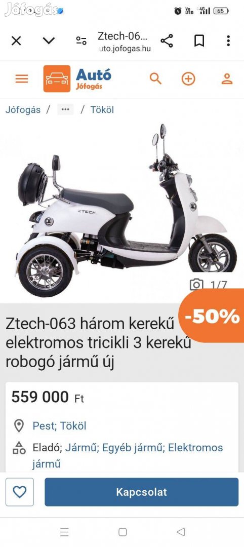 Eladó három kerekü tricikli