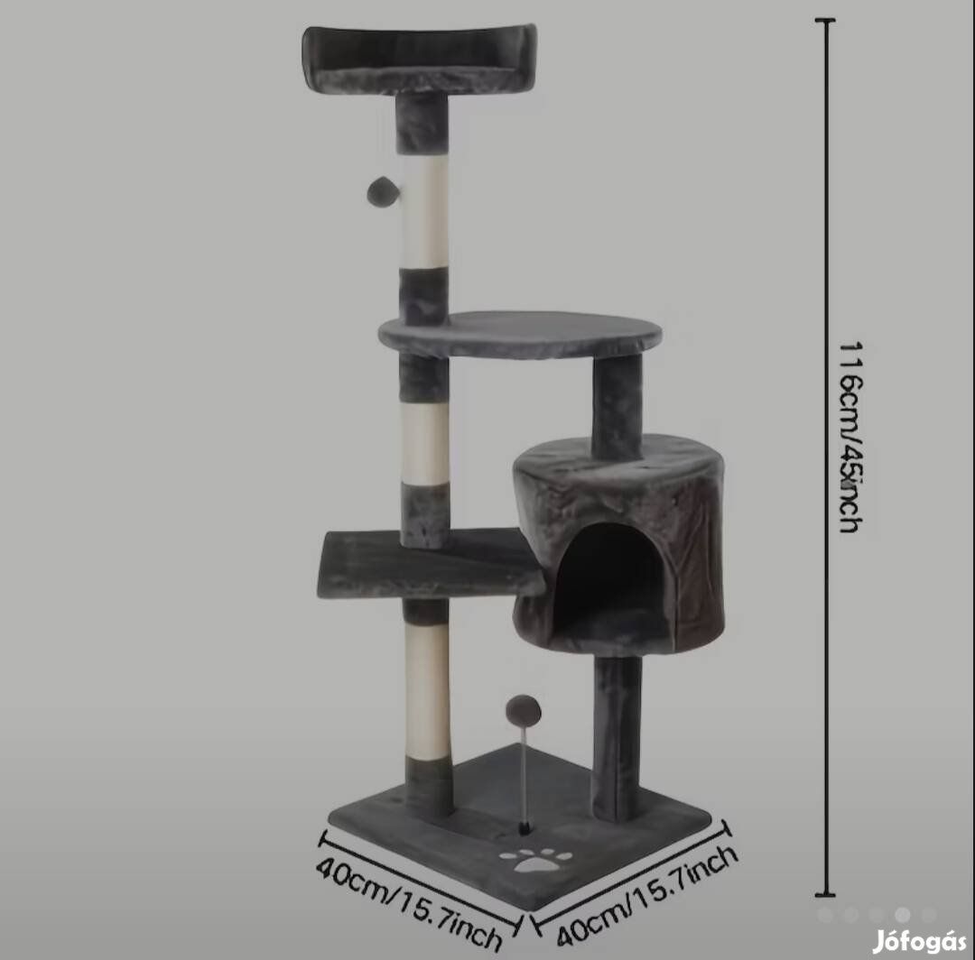 Eladó háromszintes macskabútor/kaparófa (116 cm) 