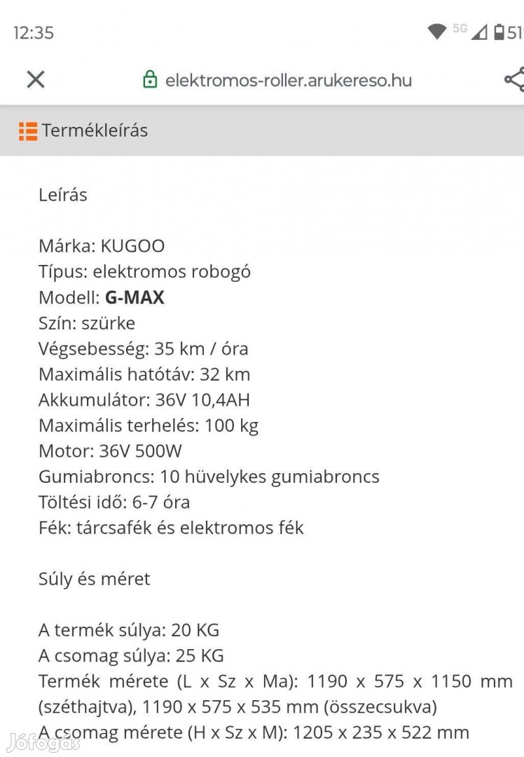 Eladó használt Kugooa853