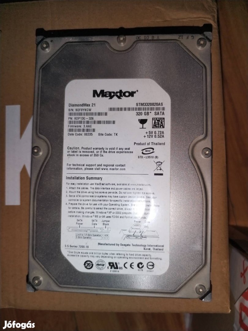 Eladó hdd mervlemez maxtor 320gb