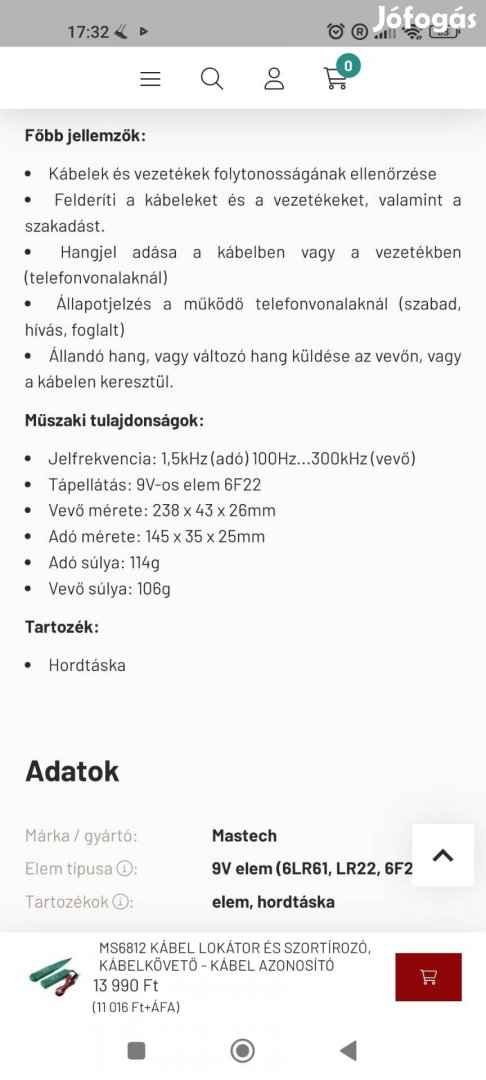 Eladó kábel,és feszültség kereső lokátor.