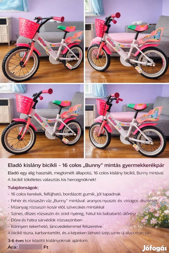 Eladó kislány bicikli