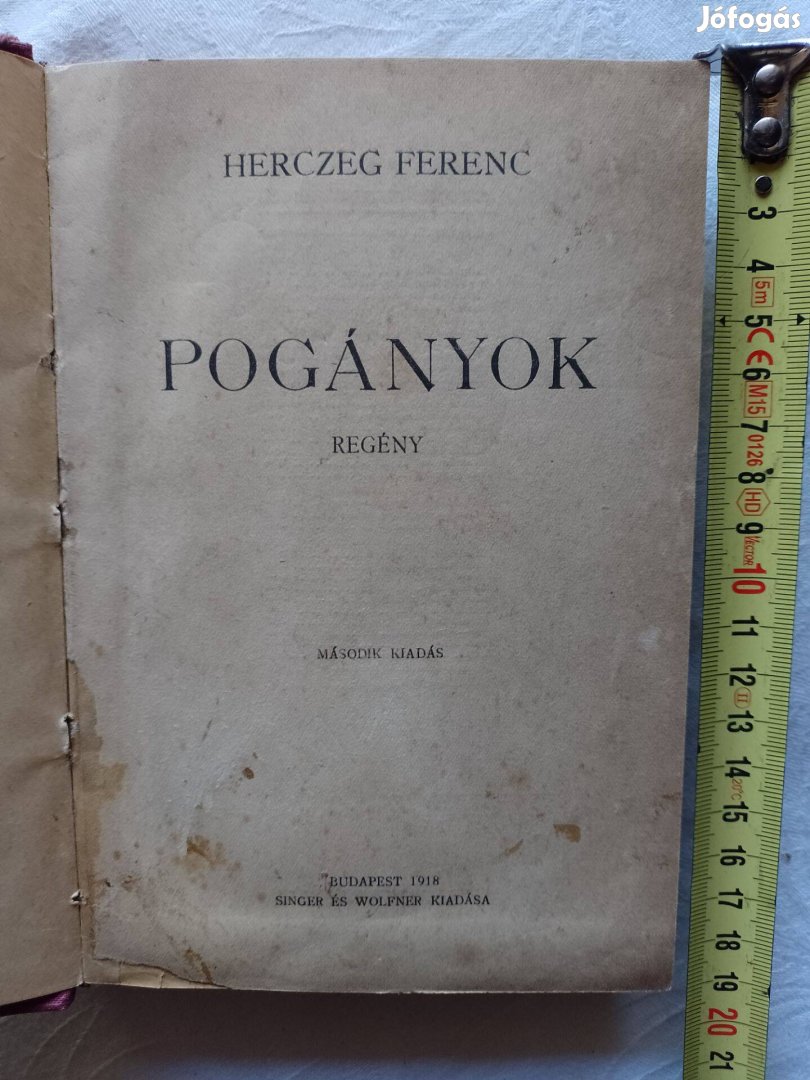 Eladó könyv Pogányok 1918 Zalaegerszegen