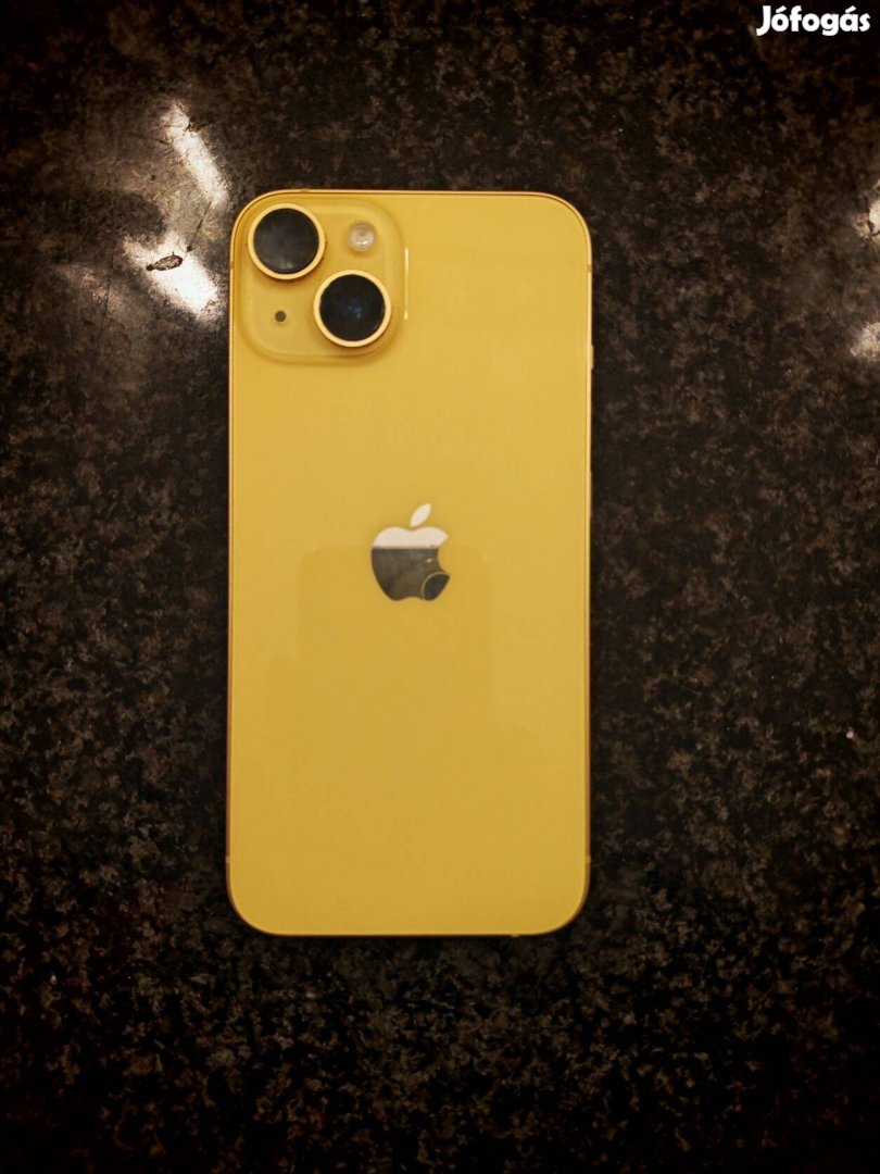 Eladó megkímélt iphone 14 128GB Sárga színben, plusz tokok