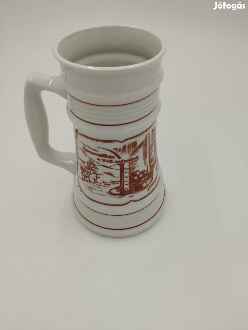 Eladó nagy méretű, retró, alföldi porcelán sörös kupa új