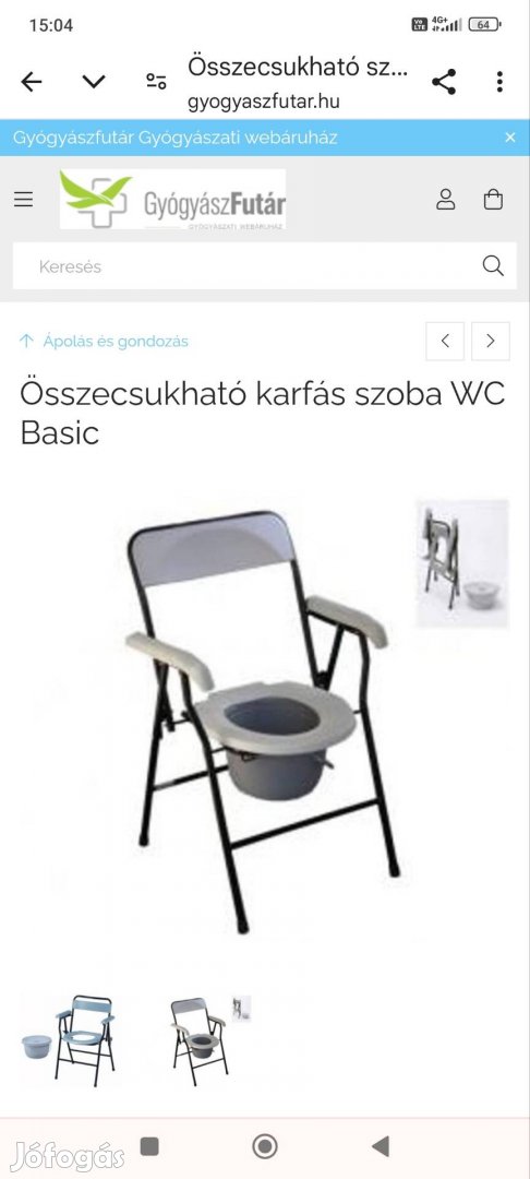 Eladó összecsukható karfás szobawc 