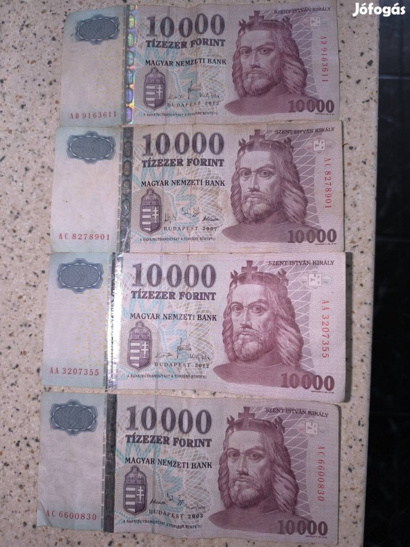 Eladó régi 10000 forint 4 db!  