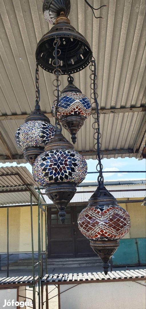 Eladó régi antik perzsa mozaik bronz lámpa csillár. 