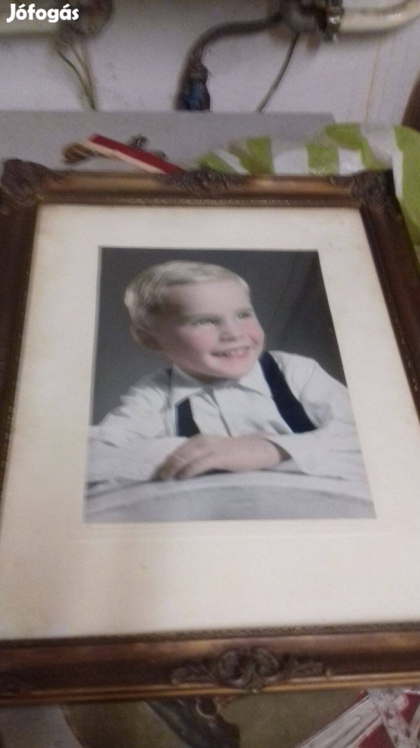 Eladó retro gyerek portré kép régi keretbe