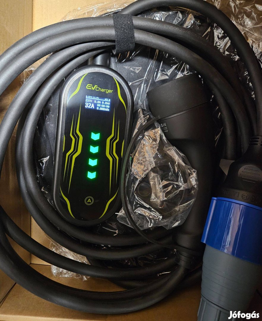 Eladó új 4m EVSE EV Wi-Fi Type 2 1 fázis (7.2KW) 6-32A +táska és fali
