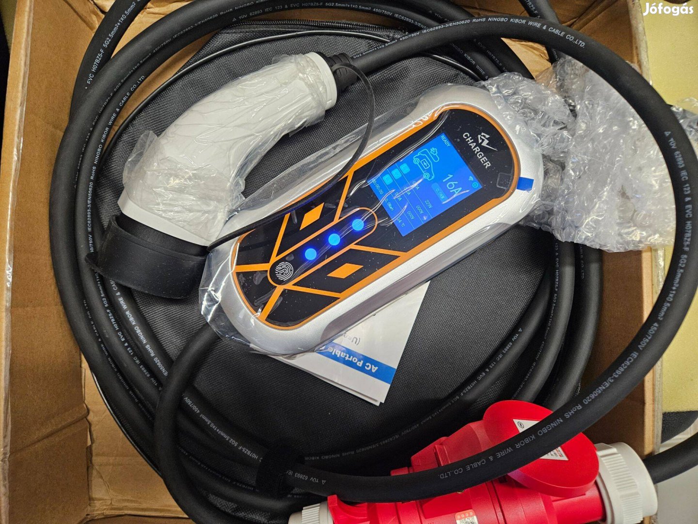 Eladó új 5m Wi-Fi EV töltő Type 2 3 fázis (11KW) 8-16A +táska