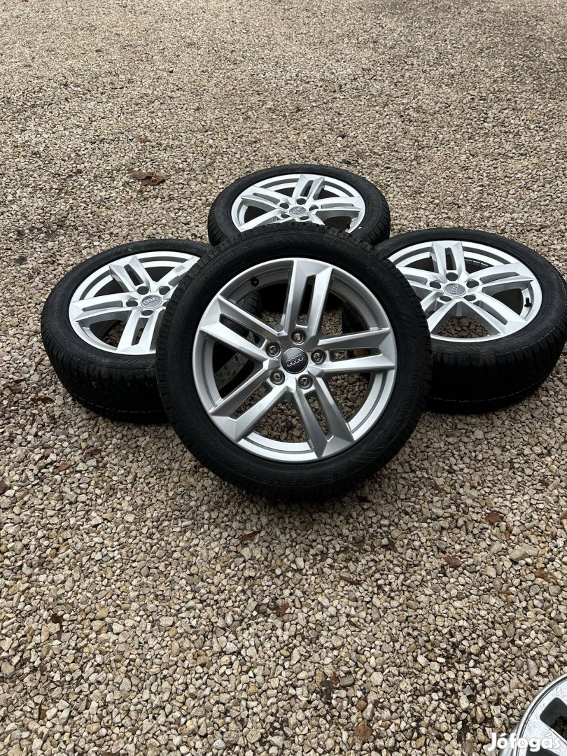 Eladó új 5x112 r17 gyári Audi A4 alufelni Dunlop téli gumikkal!