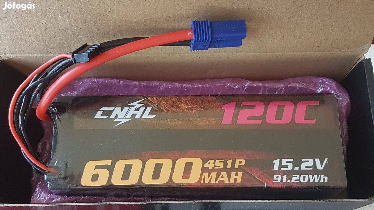 Eladó új Cnhl Lihv 6000mAh 15.2V 4S 120C HV Hard Case Lipo Battery EC5
