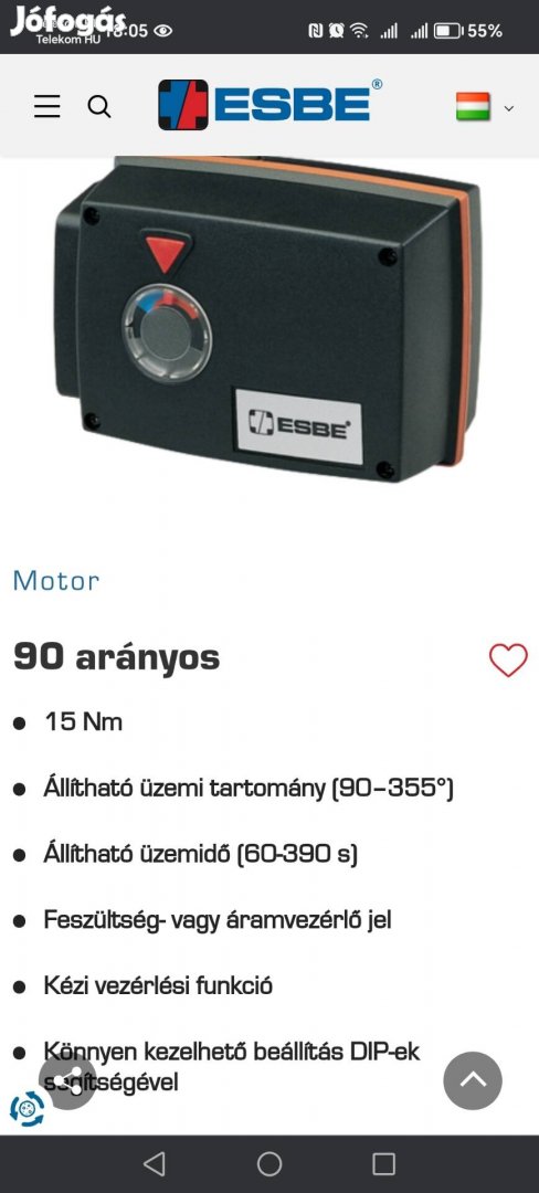 Eladó új Esbe 90 márkájú keverő szelep motor