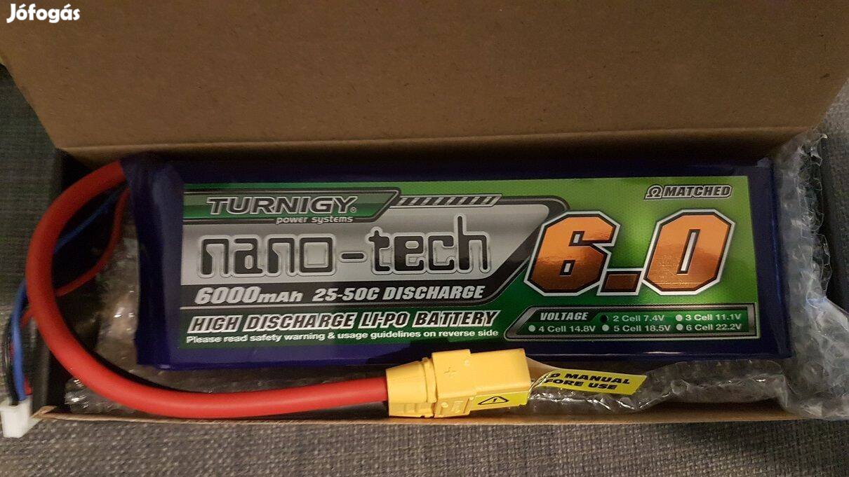 Eladó új Turnigy nano-tech 6000mah 2S 25/50C Lipo