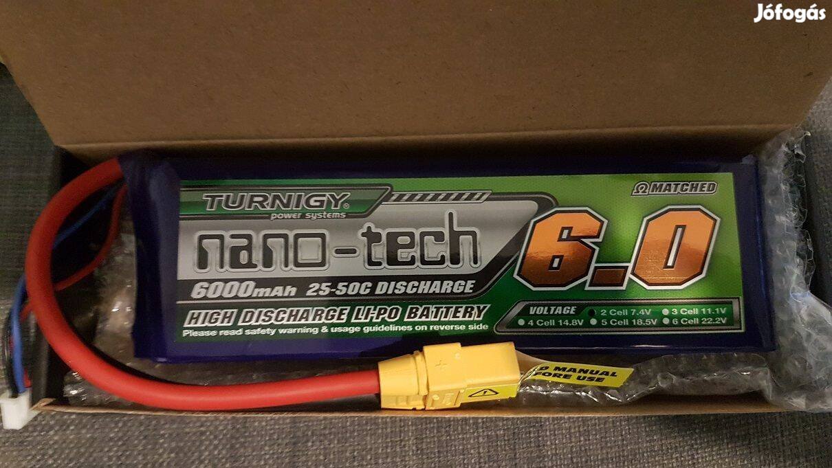 Eladó új Turnigy nano-tech 6000mah 2S 25/50C Lipo battery