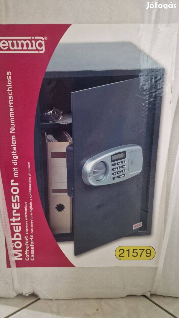 Eladó új, nagy, bontatlan csomagolású számkódos bútorszéf