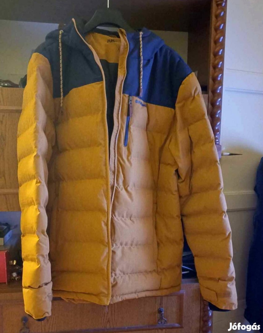 Eladó új férfi téli őszi kabát XXL sárga kék télikabát kapucnis