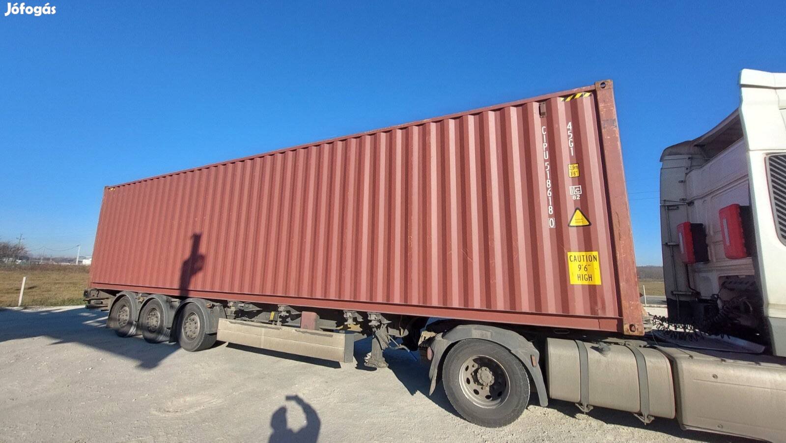 Eladó újszerű konténer raktárkonténer 40láb HC 2,9m maga tároló raktár